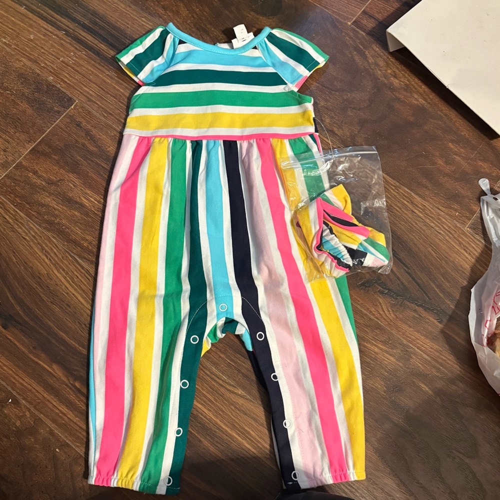 Crown Multicolor Striped Baby Romper